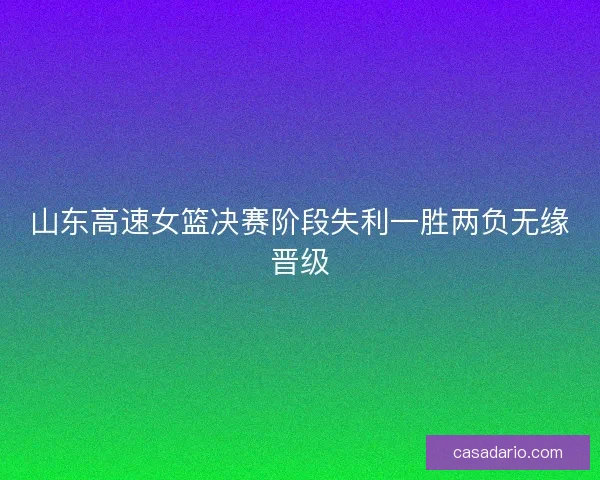 山东高速女篮决赛阶段失利一胜两负无缘晋级